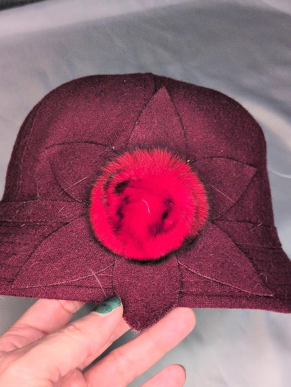 Burgundy Wool Hat Size 57